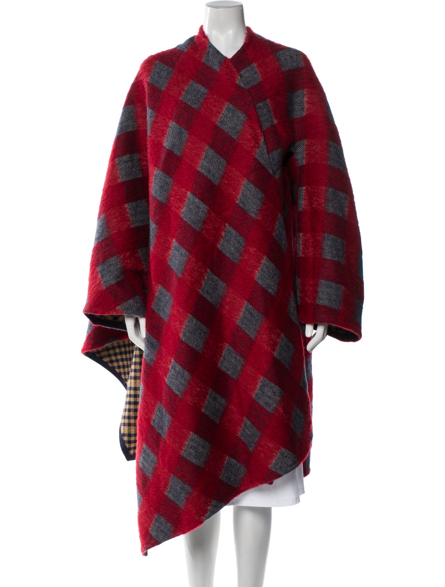 A Détacher Virgin Wool Plaid Print Coat