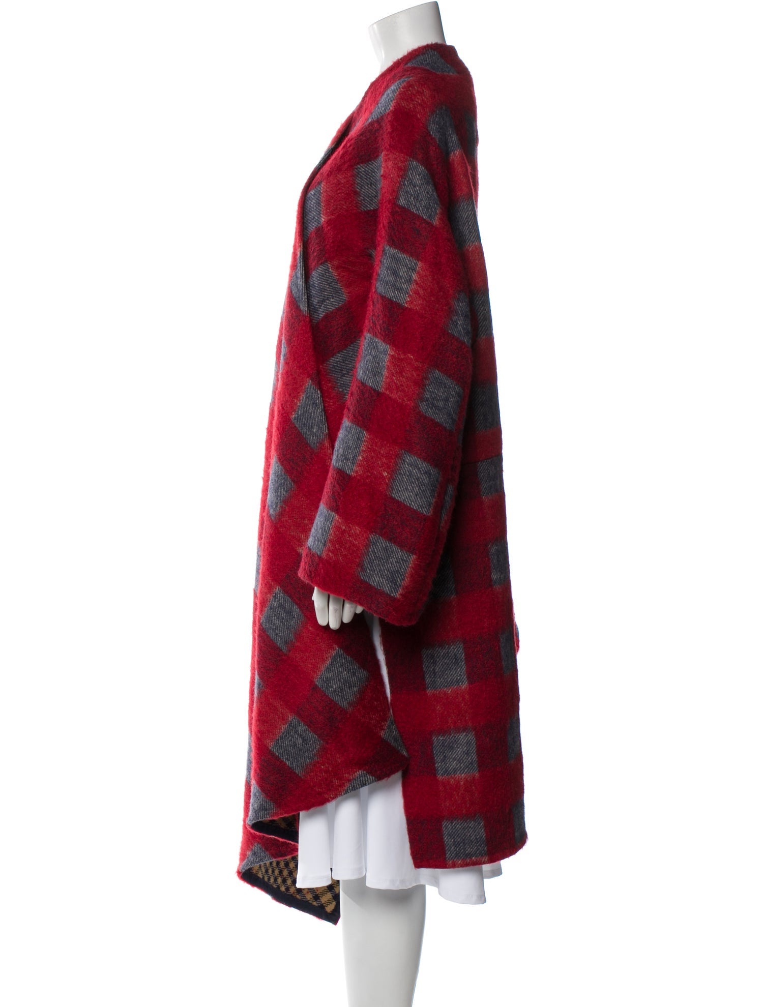A Détacher Virgin Wool Plaid Print Coat