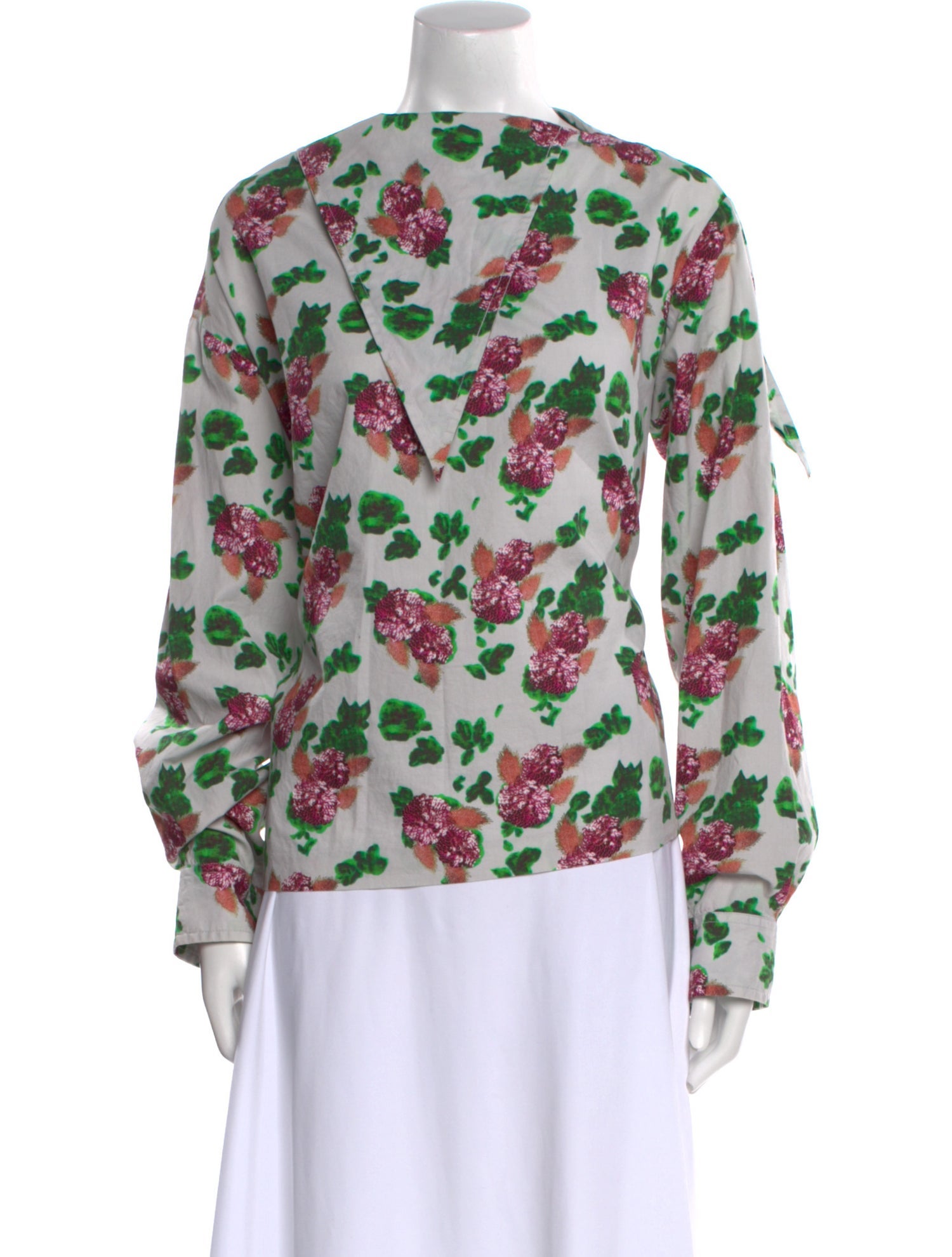 A Détacher Floral Print Mock Neck Blouse