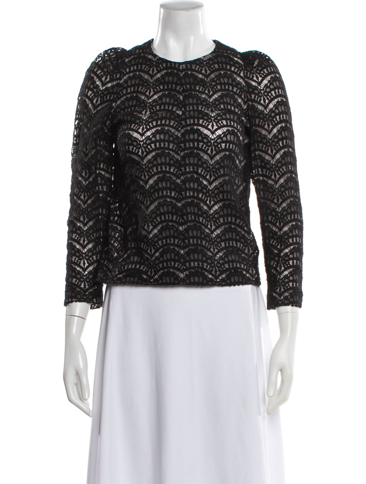 A Détacher Lace Pattern Crew Neck Top