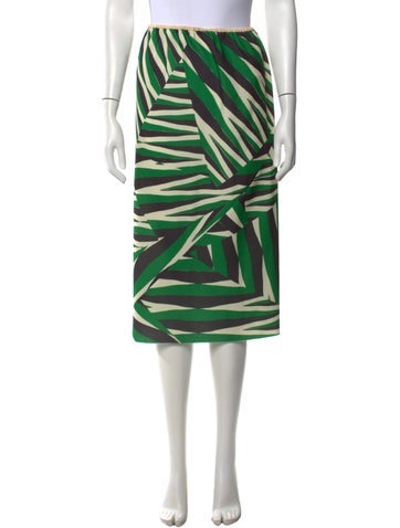 Pre-owned A Detacher Patterned Midi Length Skirt In Green