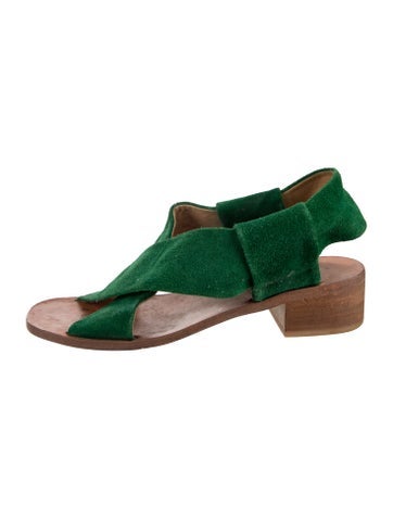 Pre-owned A Detacher Suede Sandals In Green