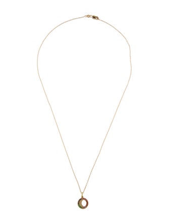 Andrea Fohrman 14K Sapphire, Emerald & Amethyst Waxing Moon Pendant Necklace