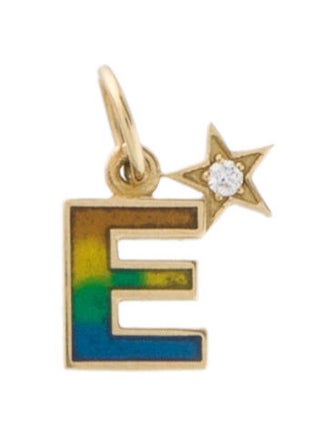 Andrea Fohrman 18K Diamond & Enamel Initial 'E' Pendant
