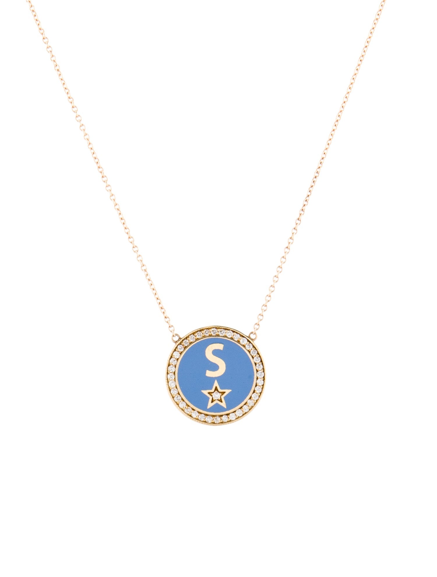 Andrea Fohrman Diamond & Enamel Initial 'S' Necklace