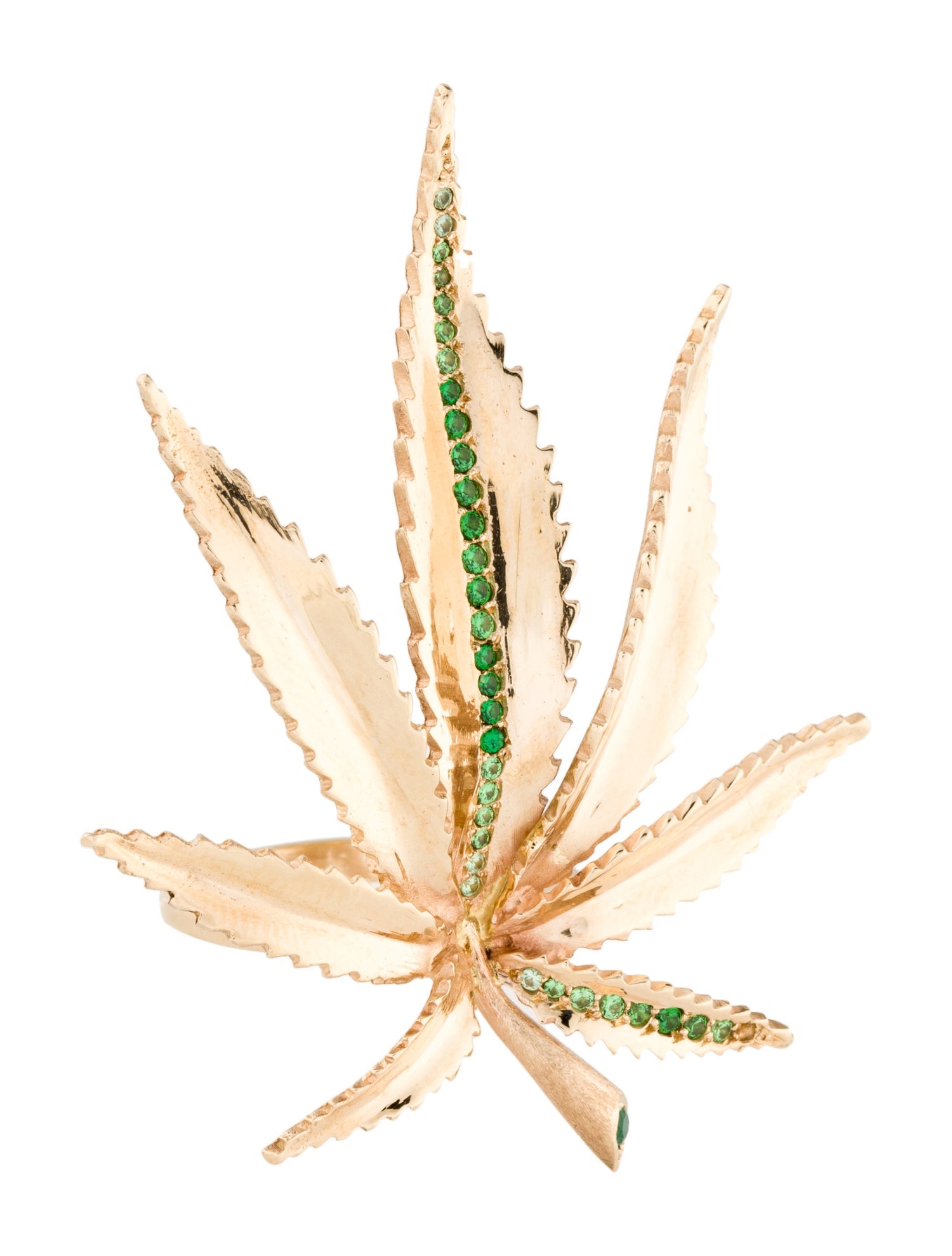 Andrea Fohrman 14K Tsavorite Mary Jane Leaf Cocktail Ring