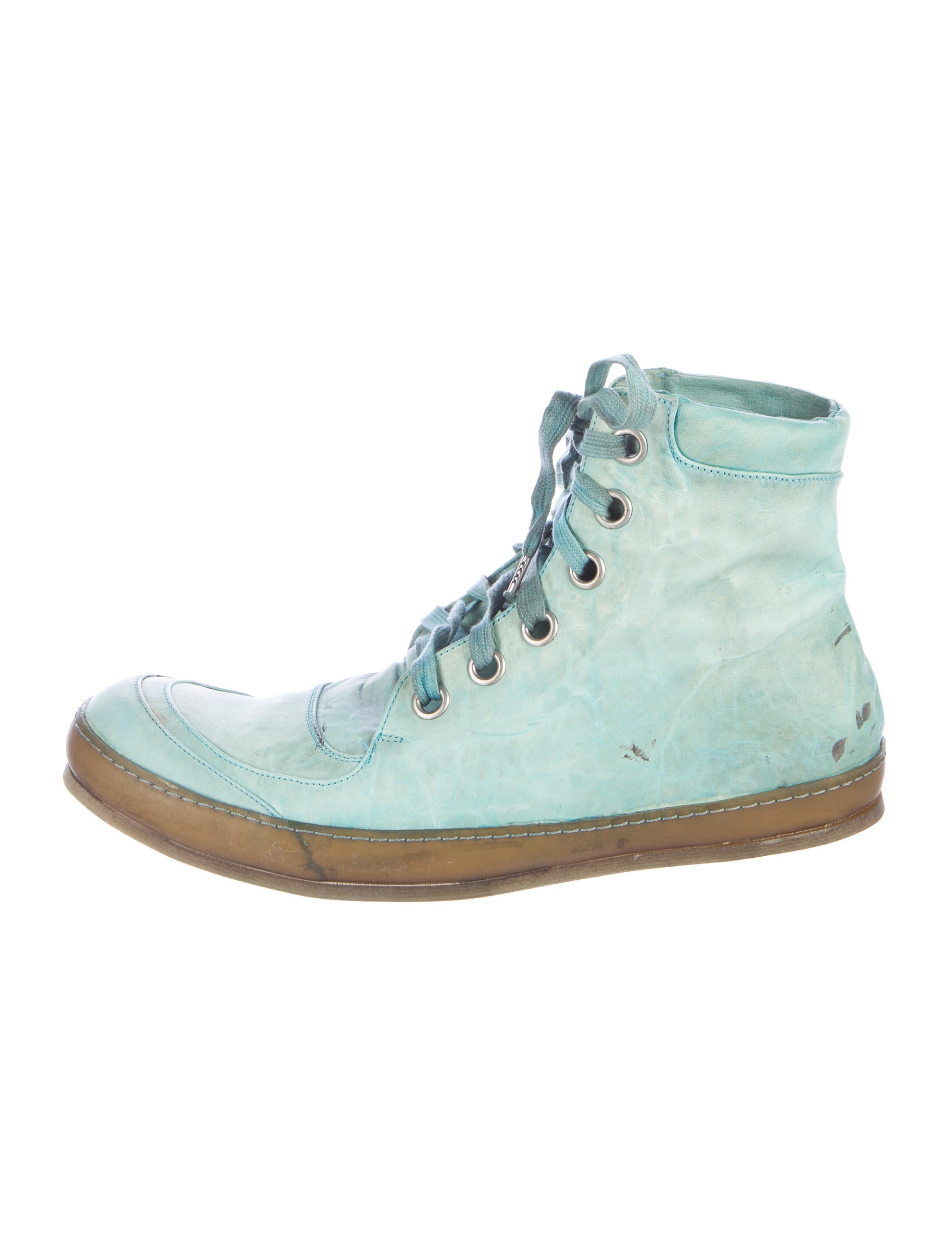 A1923 A Diciannoveventitre Distressed High-Top Sneakers - Blue