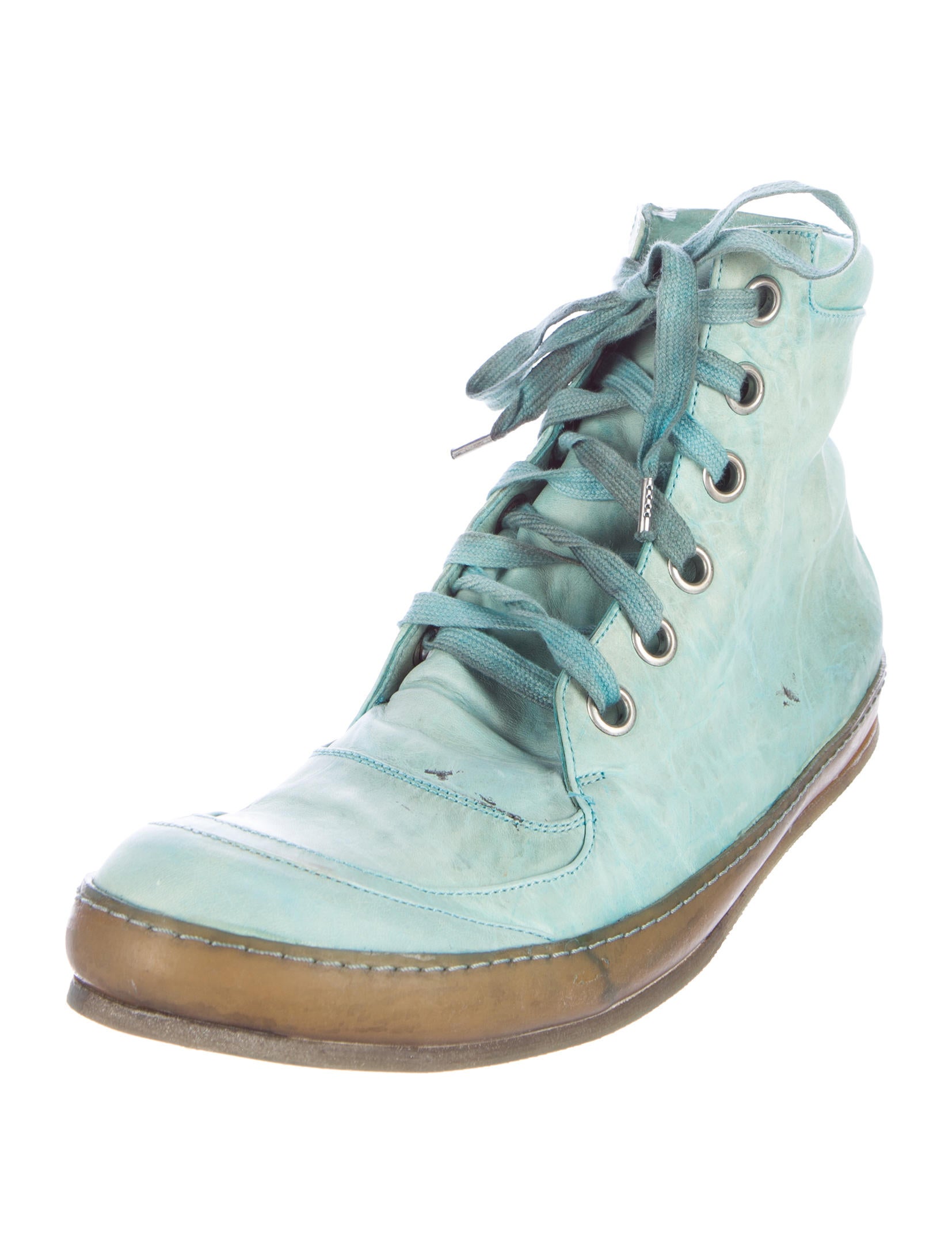 A1923 A Diciannoveventitre Distressed High-Top Sneakers - Blue