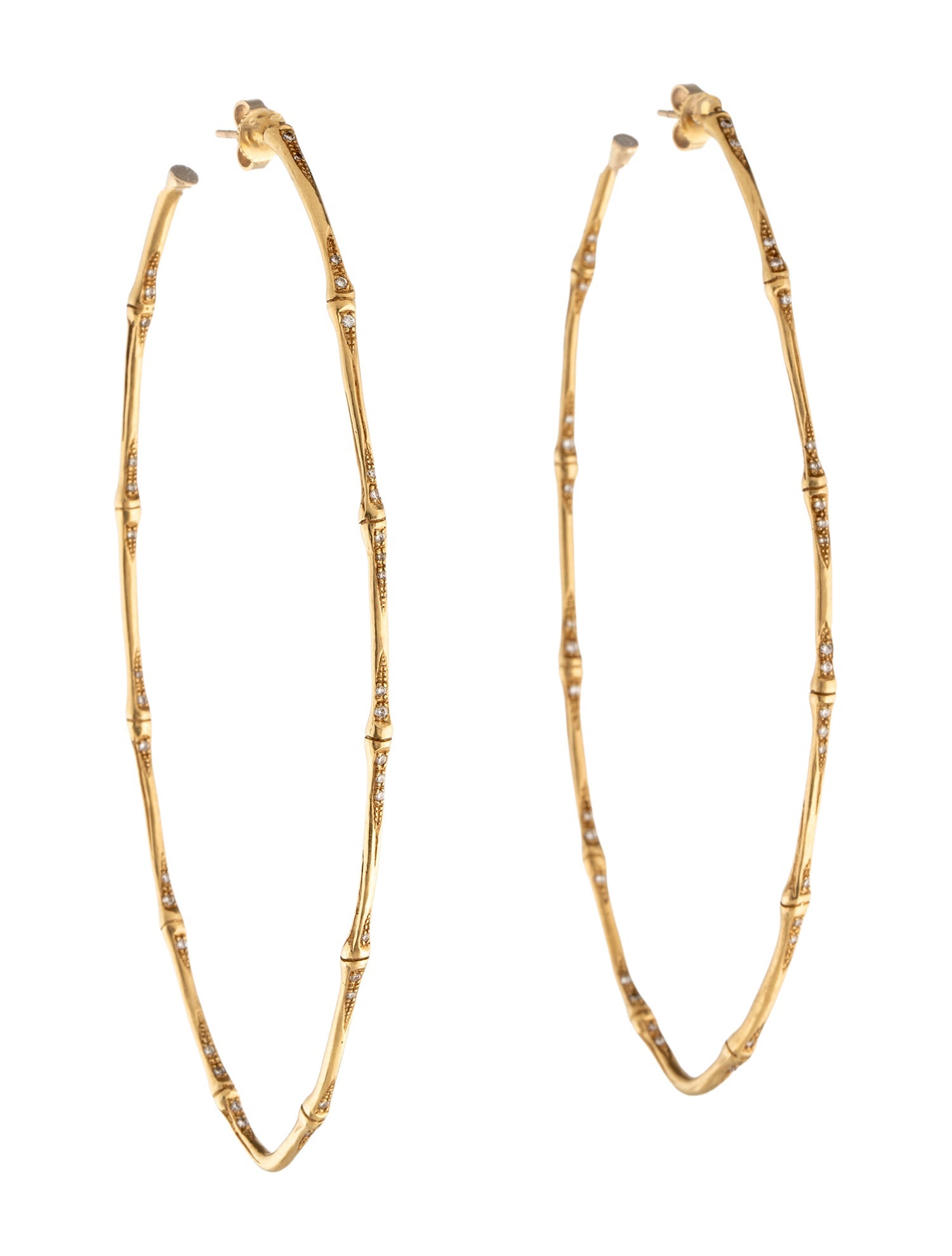 Andrea Lieberman 18K Diamond Bamboo Hoop Earrings