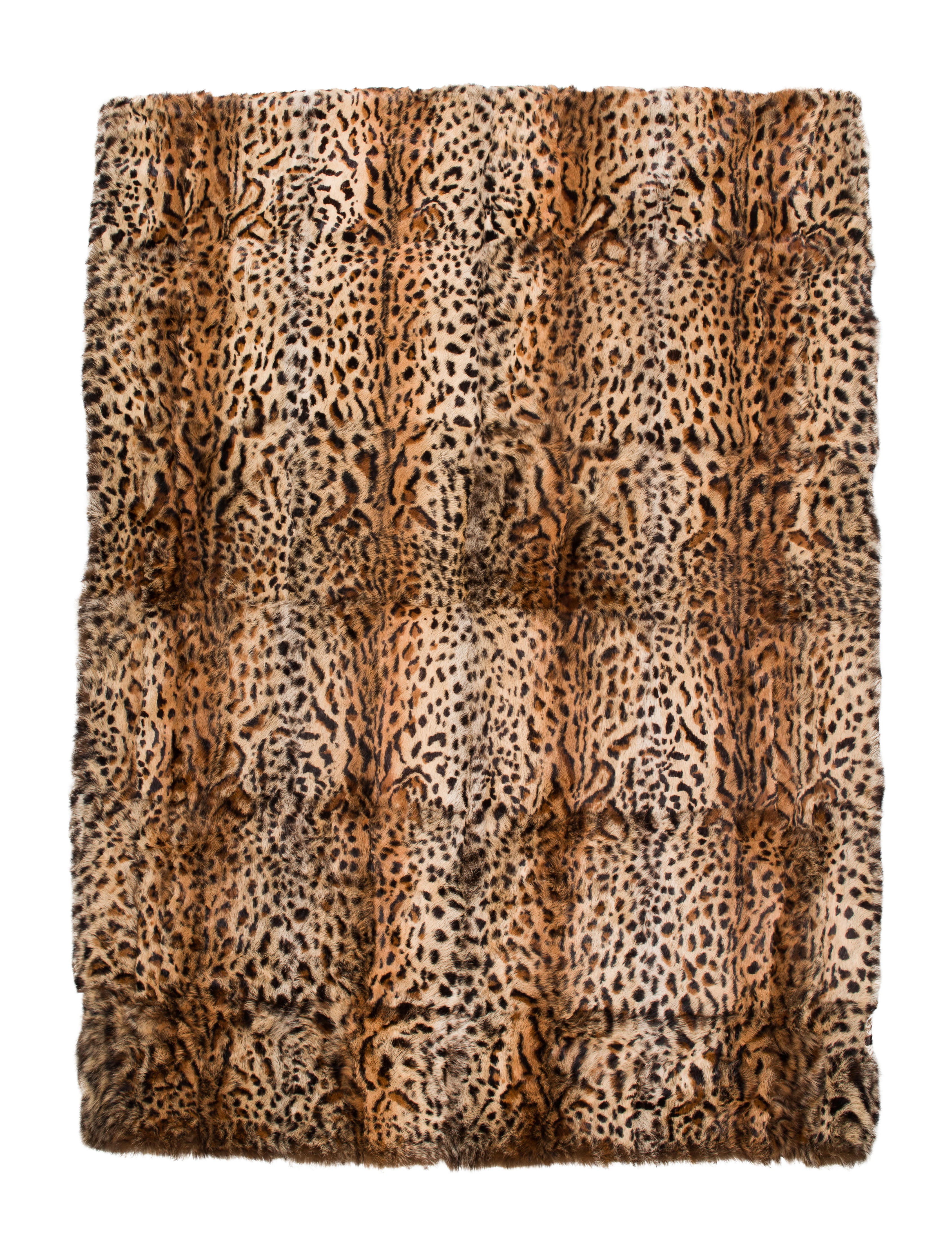 Adrienne Landau Leopard Print Fur Throw Pillows And Throws ADR21815
