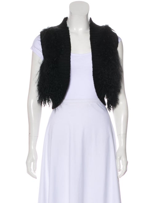 Adrienne Landau Cropped Knit Vest Black