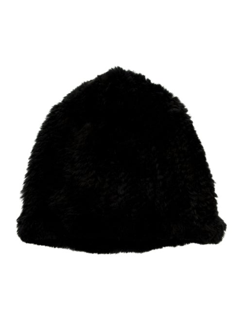 Adrienne Landau Fur Beanie Hat Black