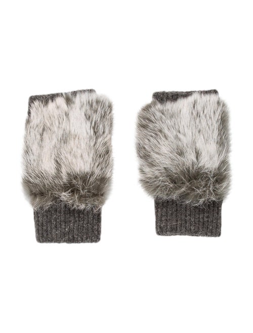 Adrienne Landau Fur-Trimmed Fingerless Gloves wool