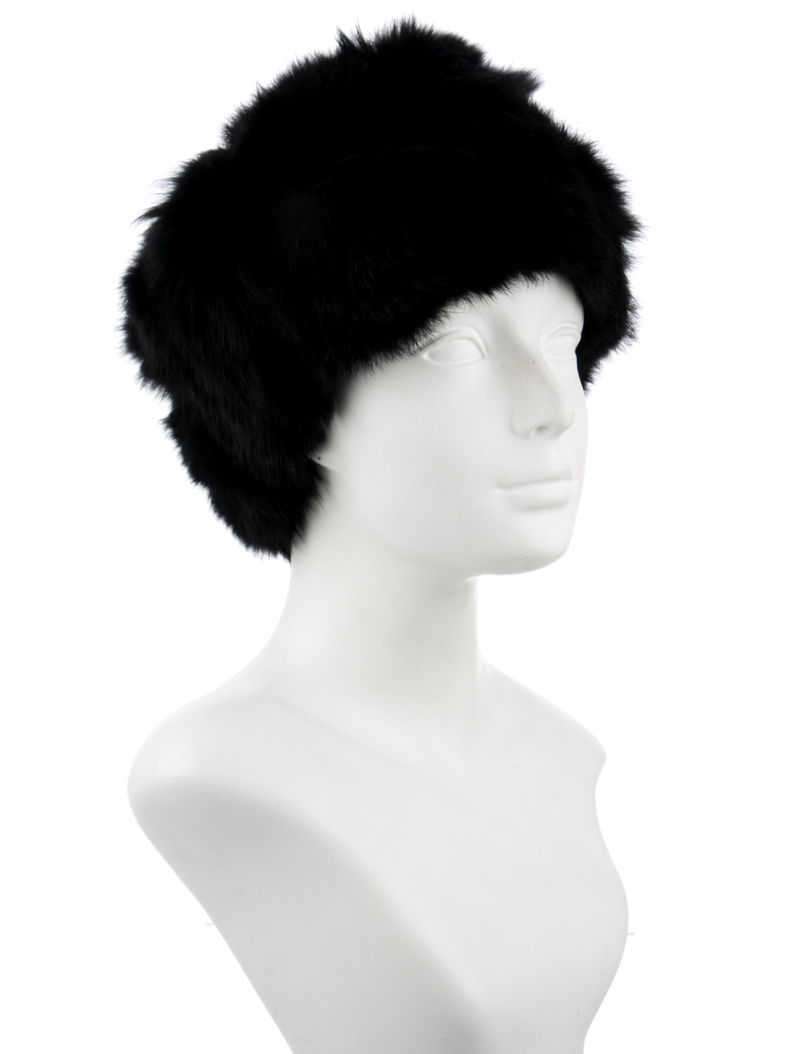 Adrienne Landau Rabbit Fur Hat - Black 