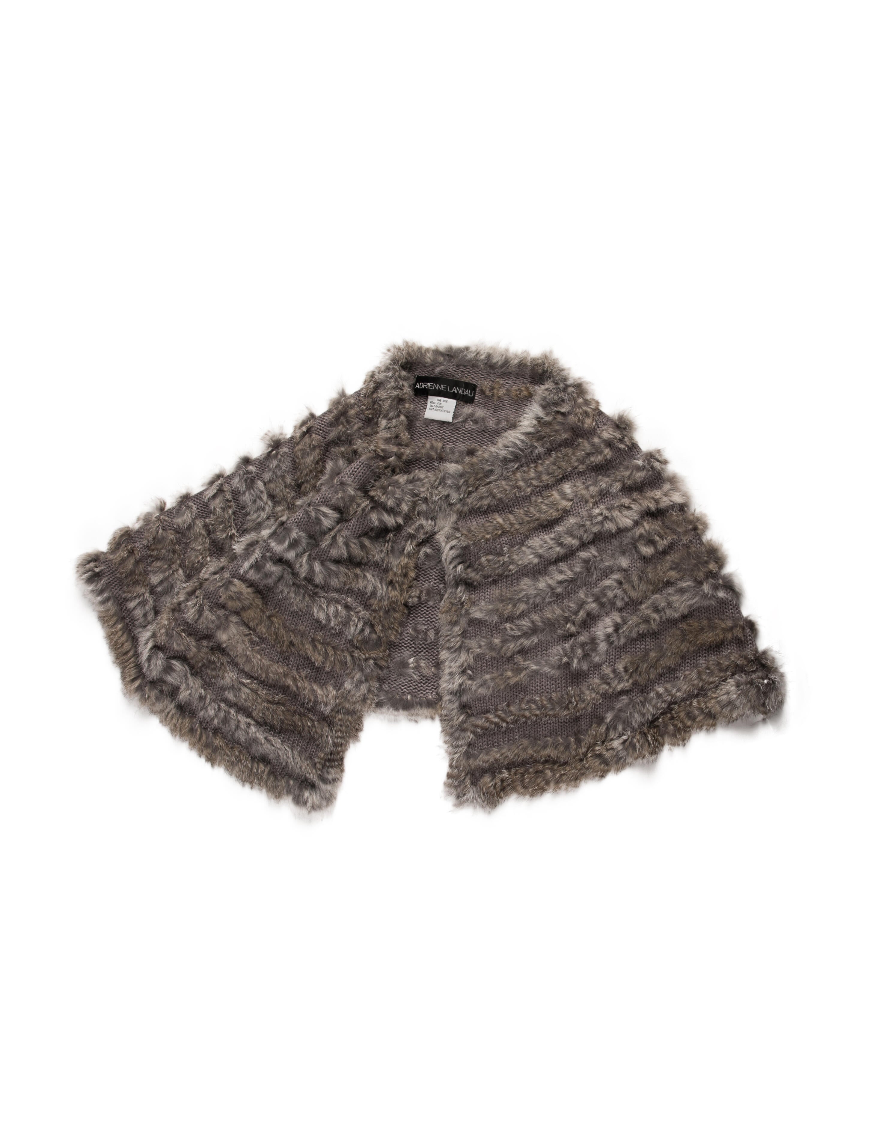 Adrienne Landau Knitted Rabbit Fur Shawl