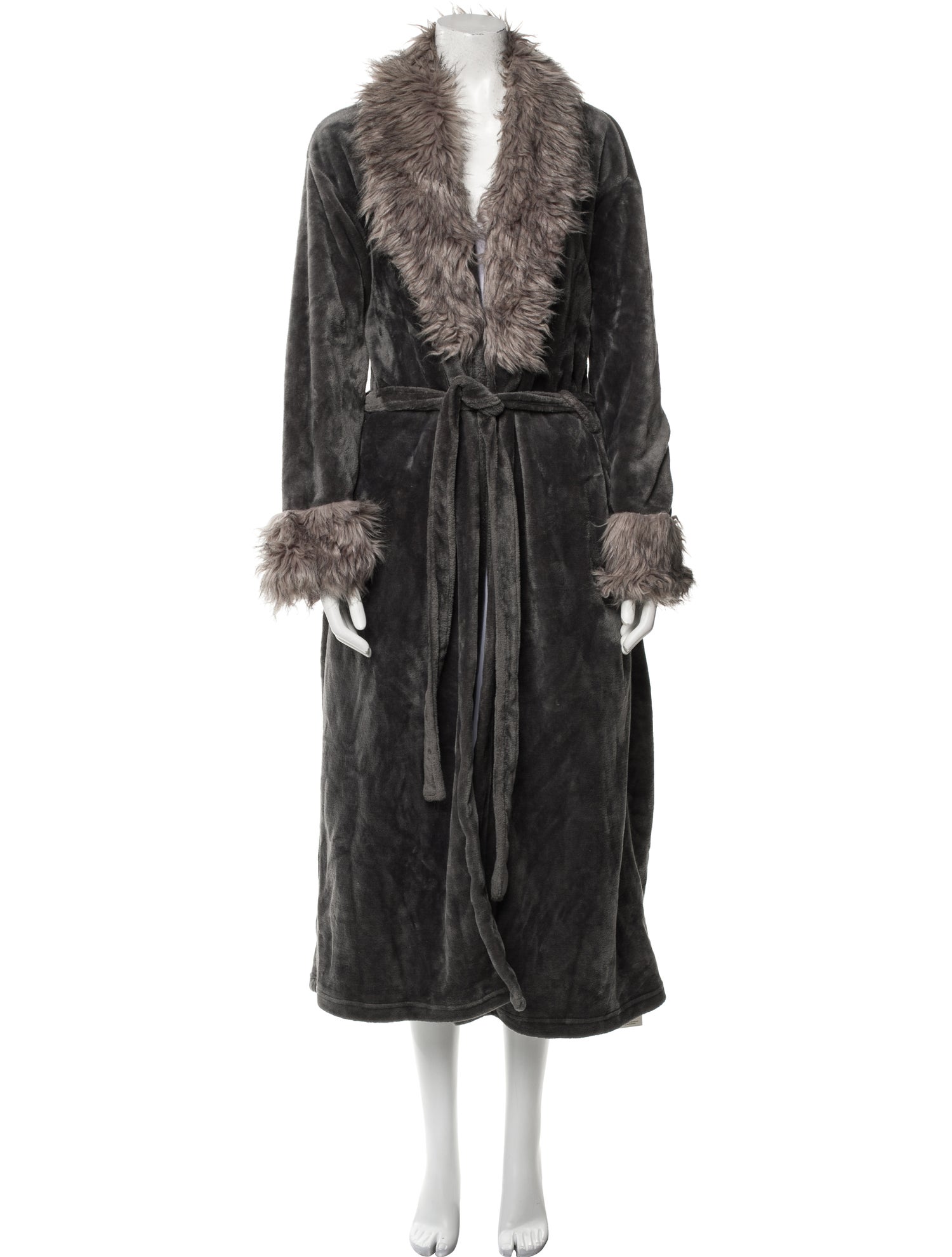 Adrienne Landau Faux Fur Trim Robe