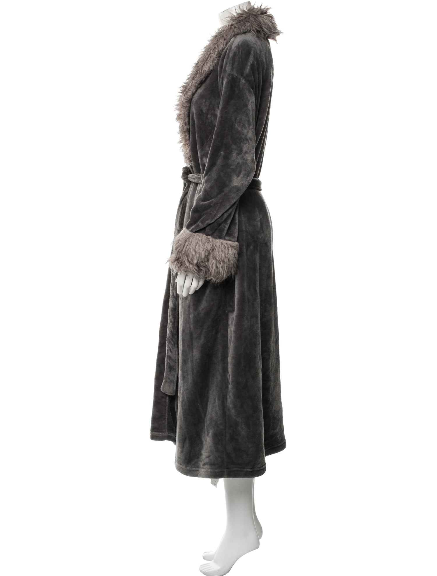 Adrienne Landau Faux Fur Trim Robe