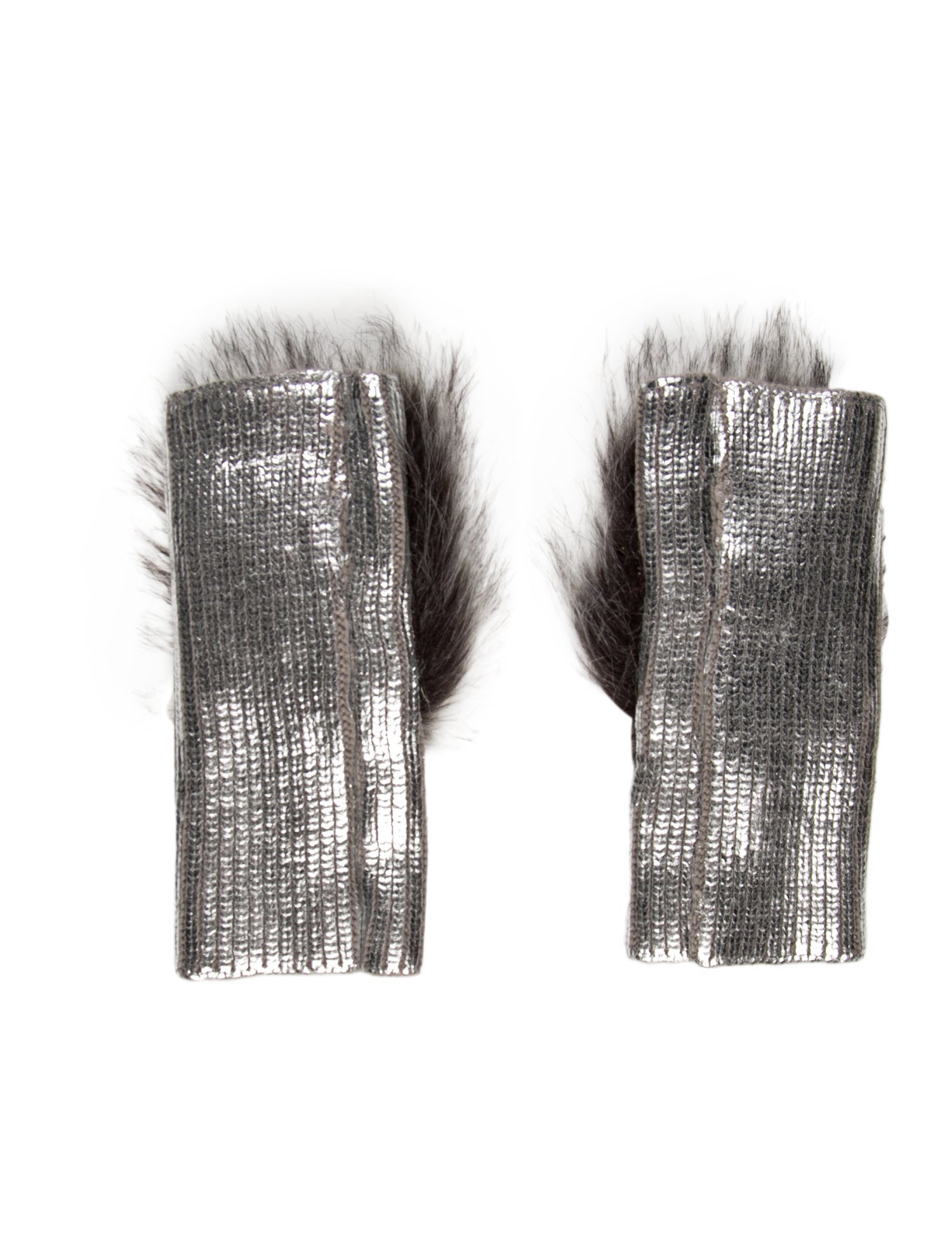 Adrienne Landau Fur accent fingerless gloves w/ Tags