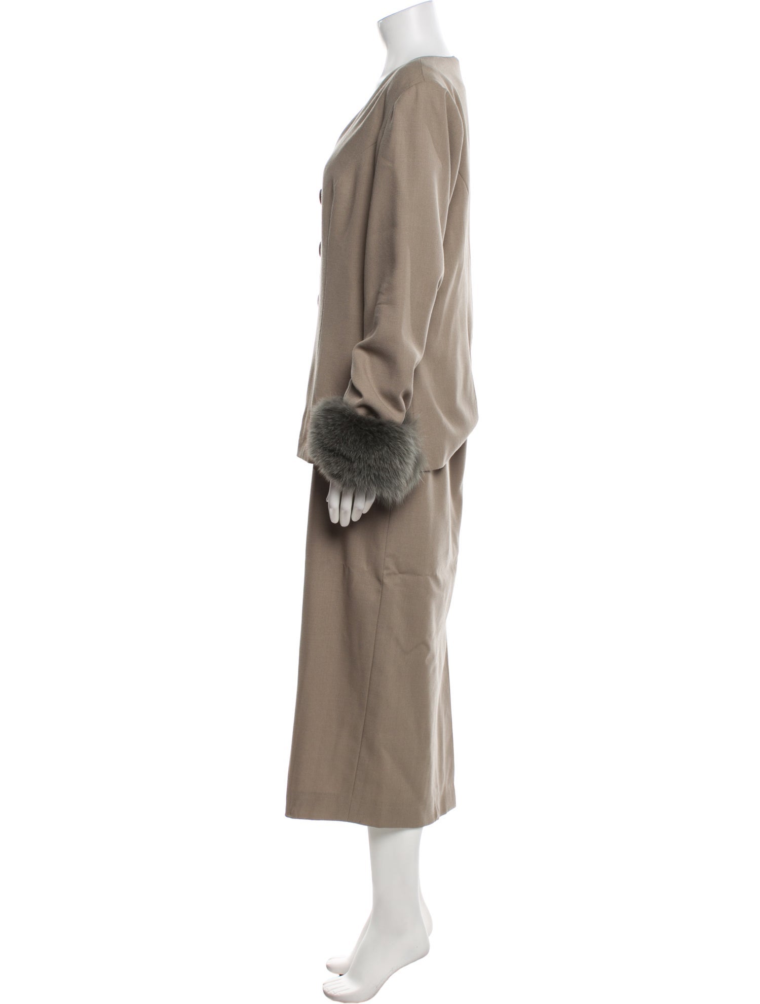 Adrienne Landau Fur Trim Skirt Set