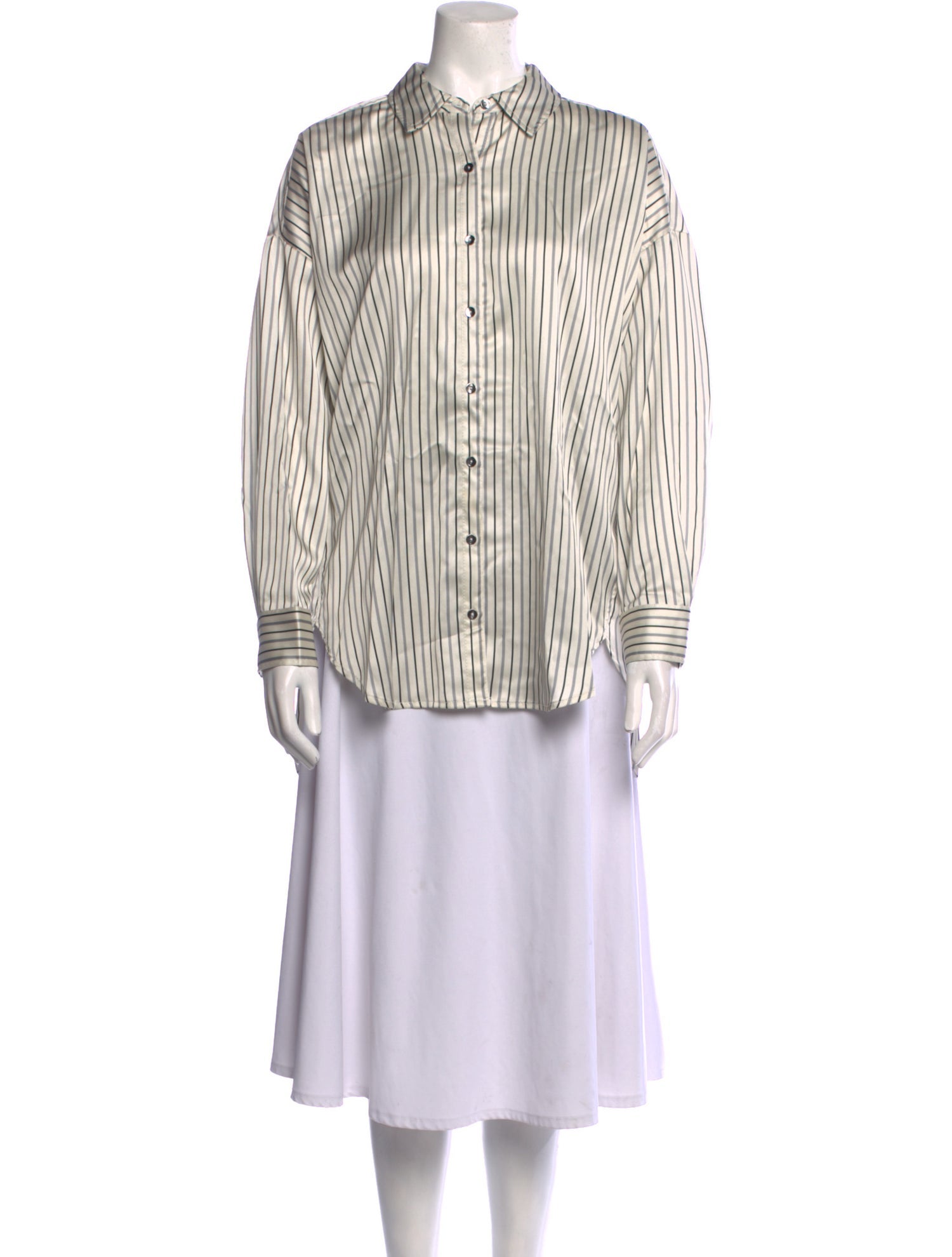Adrienne Landau Striped Long Sleeve Button-Up Top