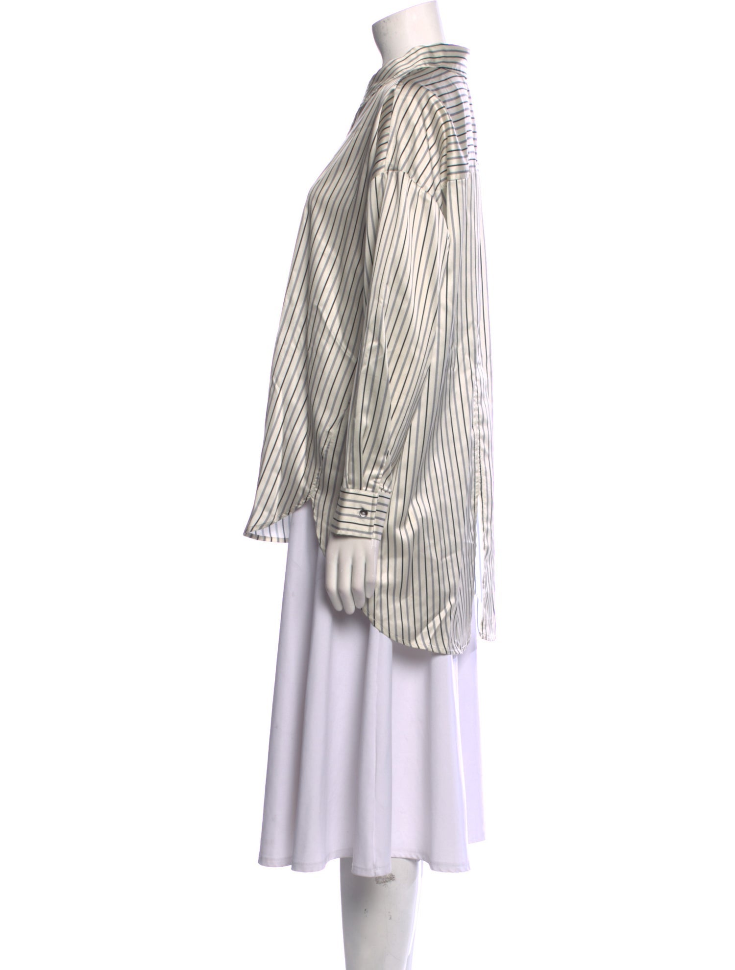 Adrienne Landau Striped Long Sleeve Button-Up Top