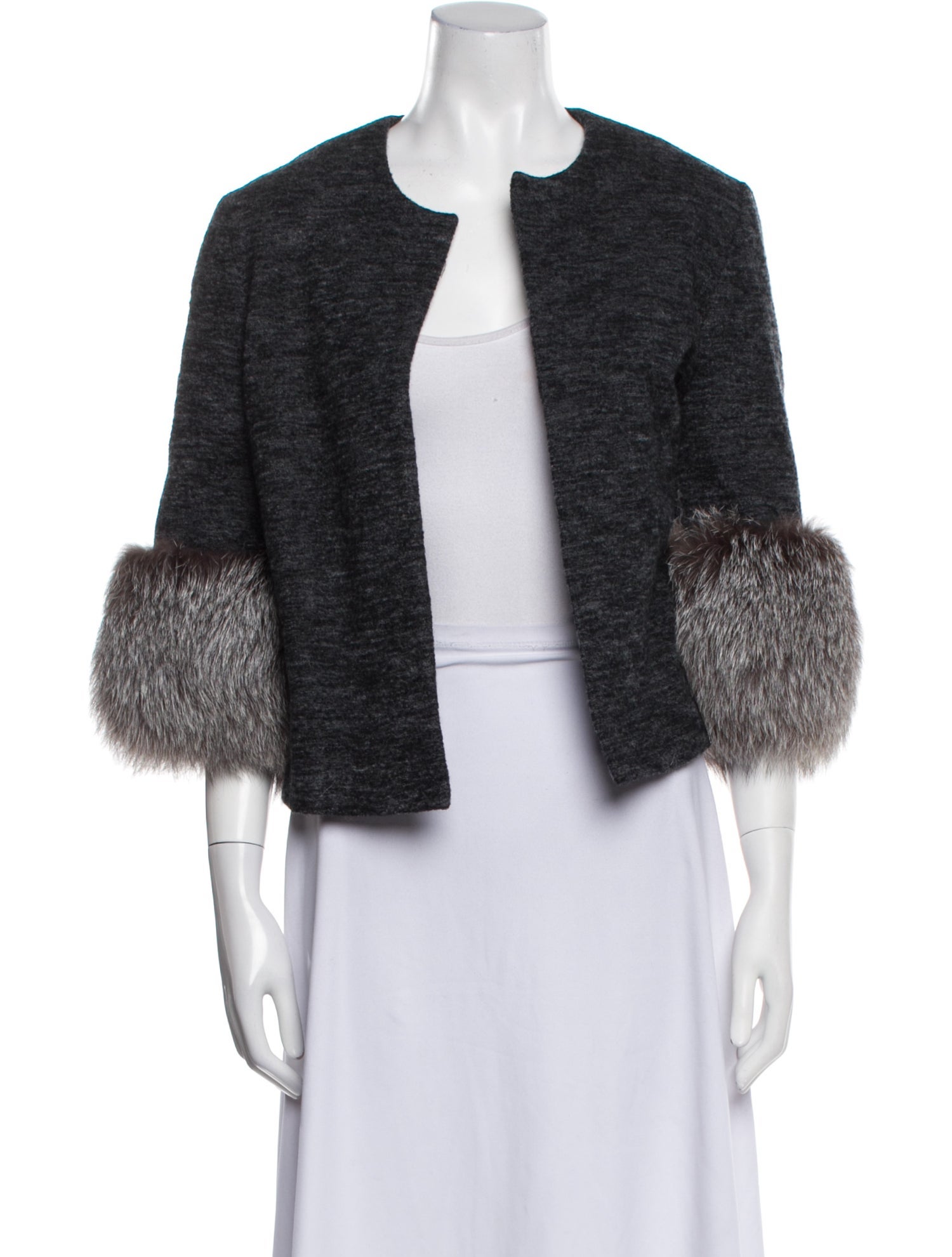 Adrienne Landau Wool Faux Fur Jacket