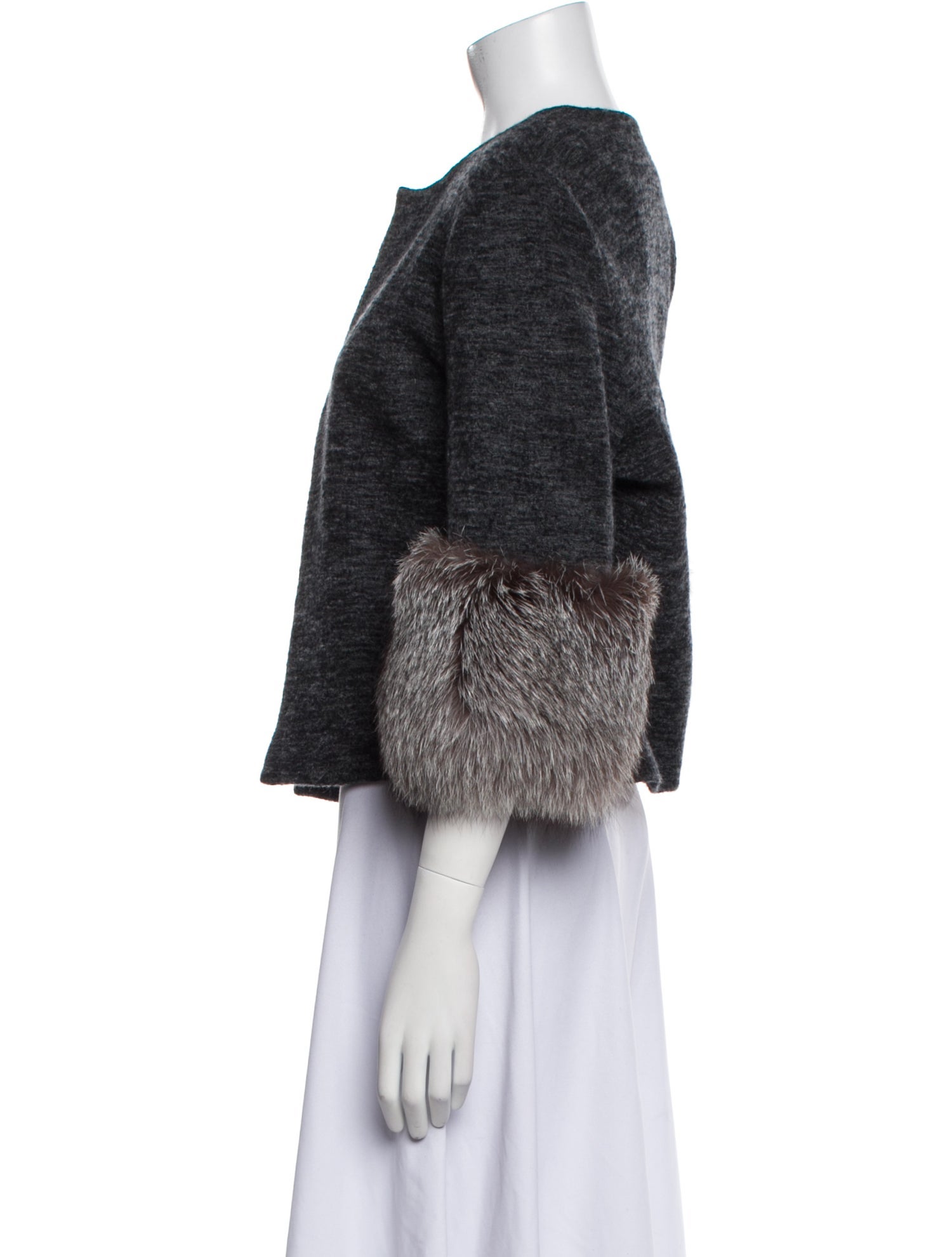 Adrienne Landau Wool Faux Fur Jacket