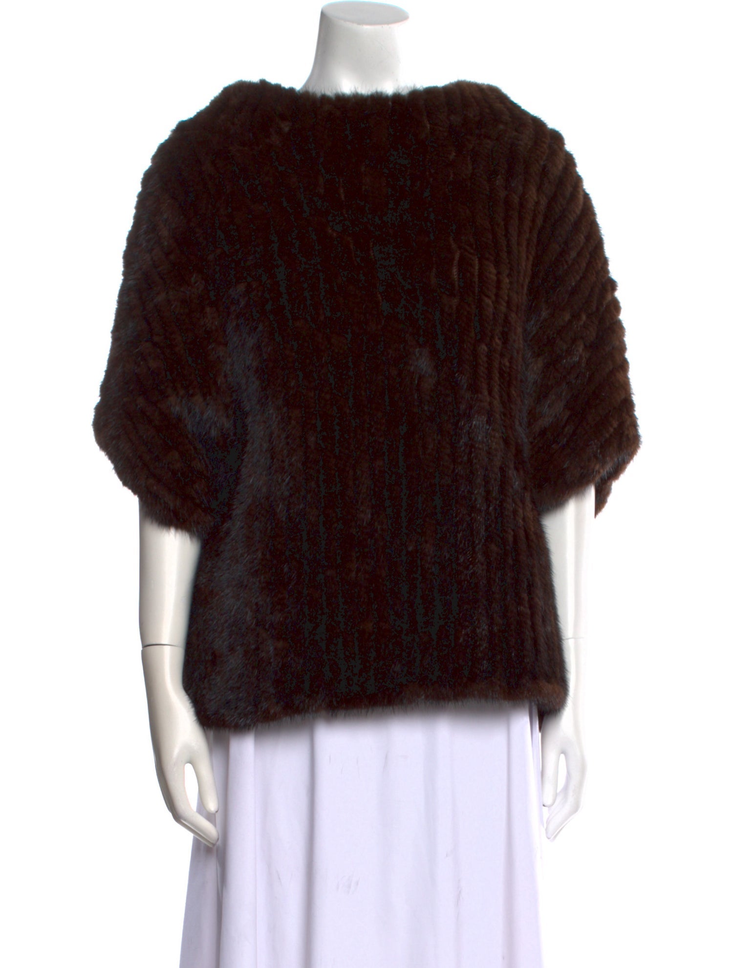 Adrienne Landau Mink Scoop Neck Blouse