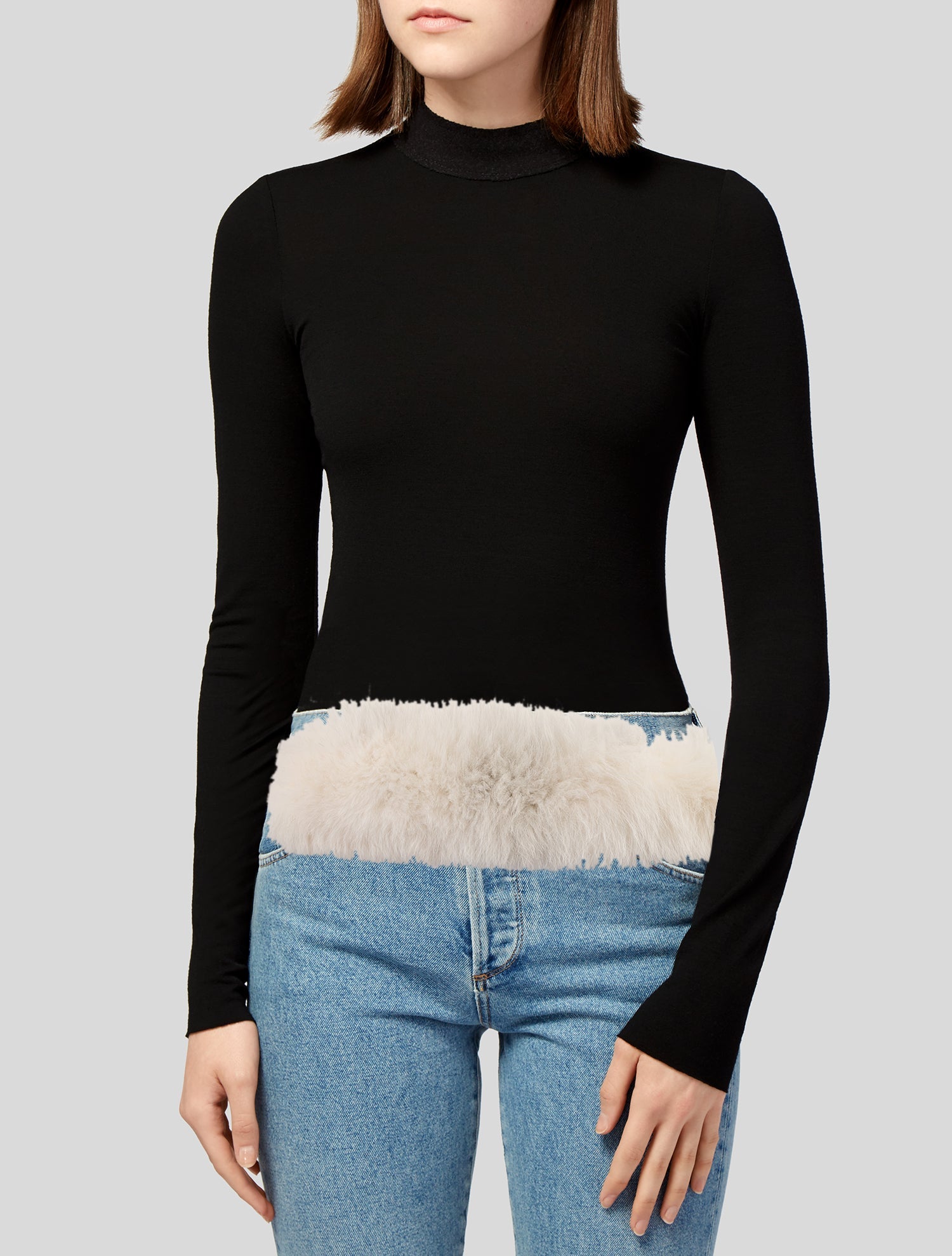 Adrienne Landau Wide Fur Waist Belt