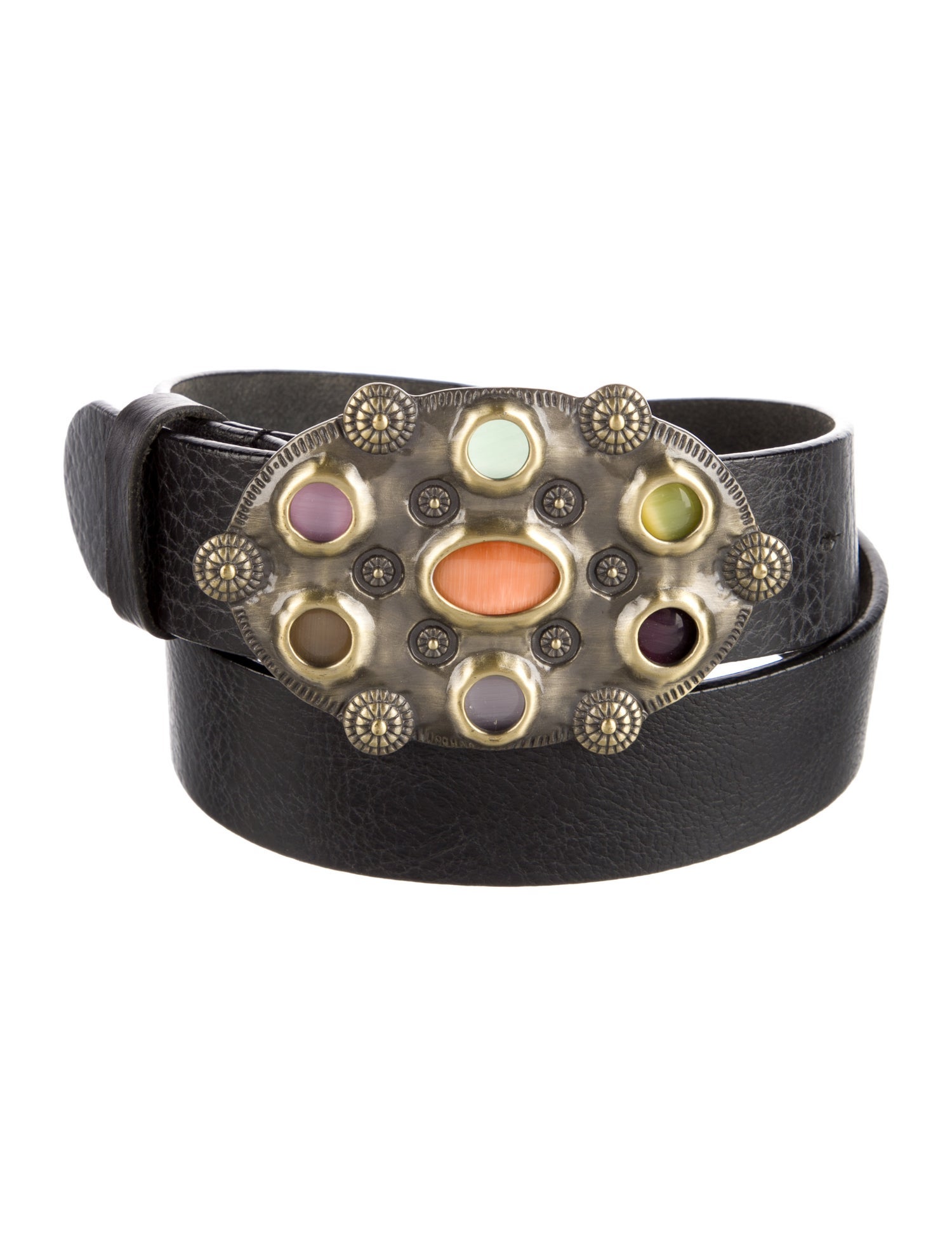 Adrienne Landau Leather Studded Accents Belt