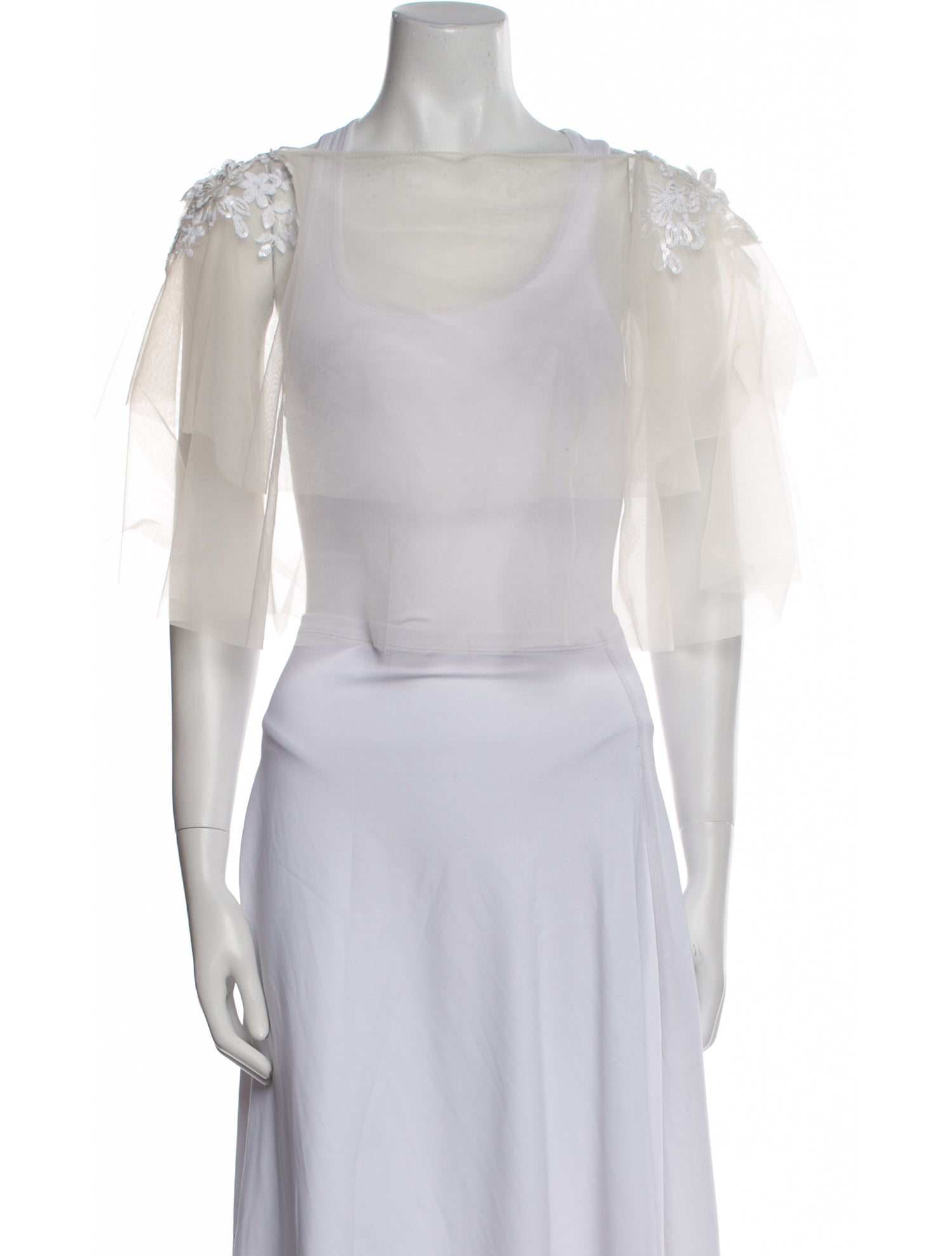 Adrienne Landau Bateau Neckline Three-Quarter Sleeve Crop Top