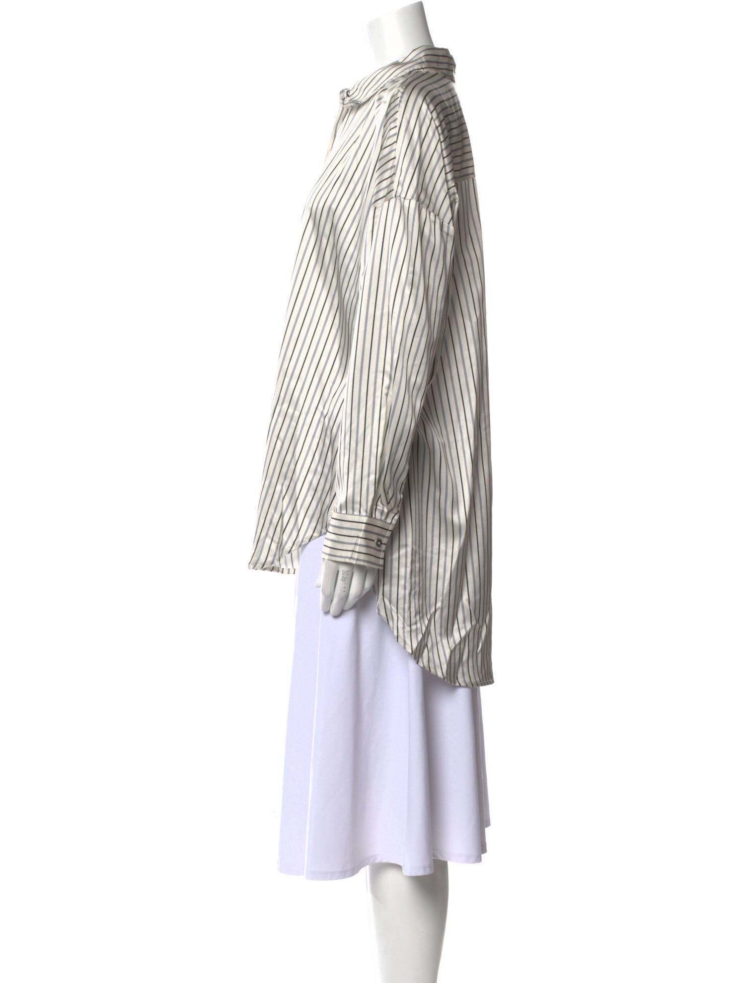 Adrienne Landau Striped Long Sleeve Button-Up Top w/ Tags