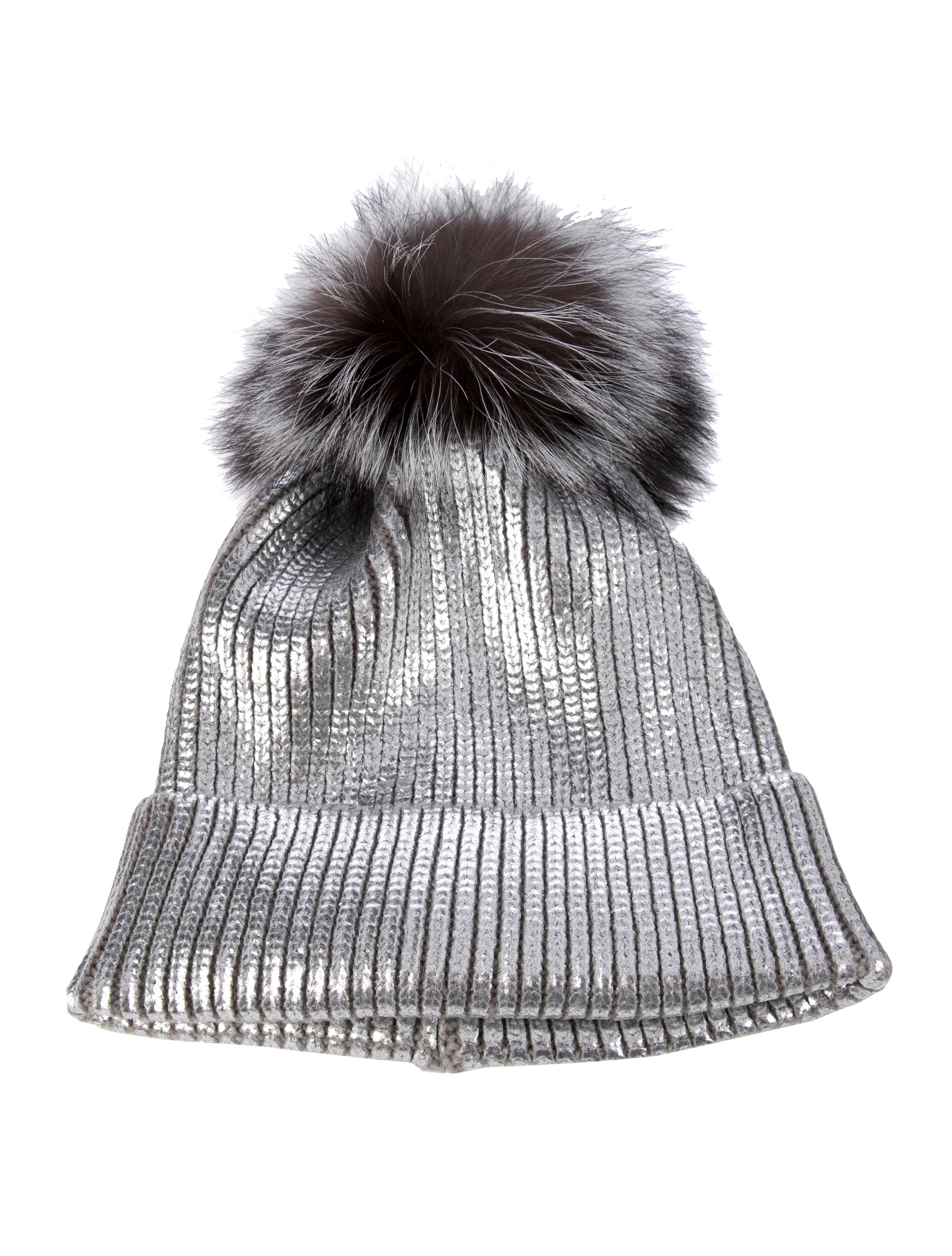 Adrienne Landau Beanie with Fur Embellishment