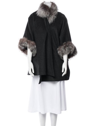 Adrienne Landau Wool Printed Fur Coat