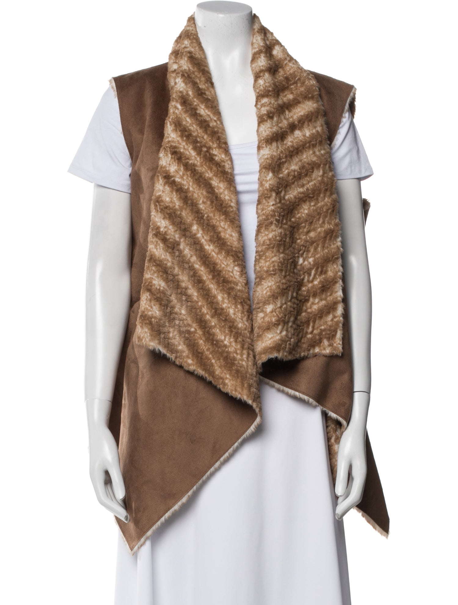 Adrienne Landau Faux Fur Plaid Print Vest