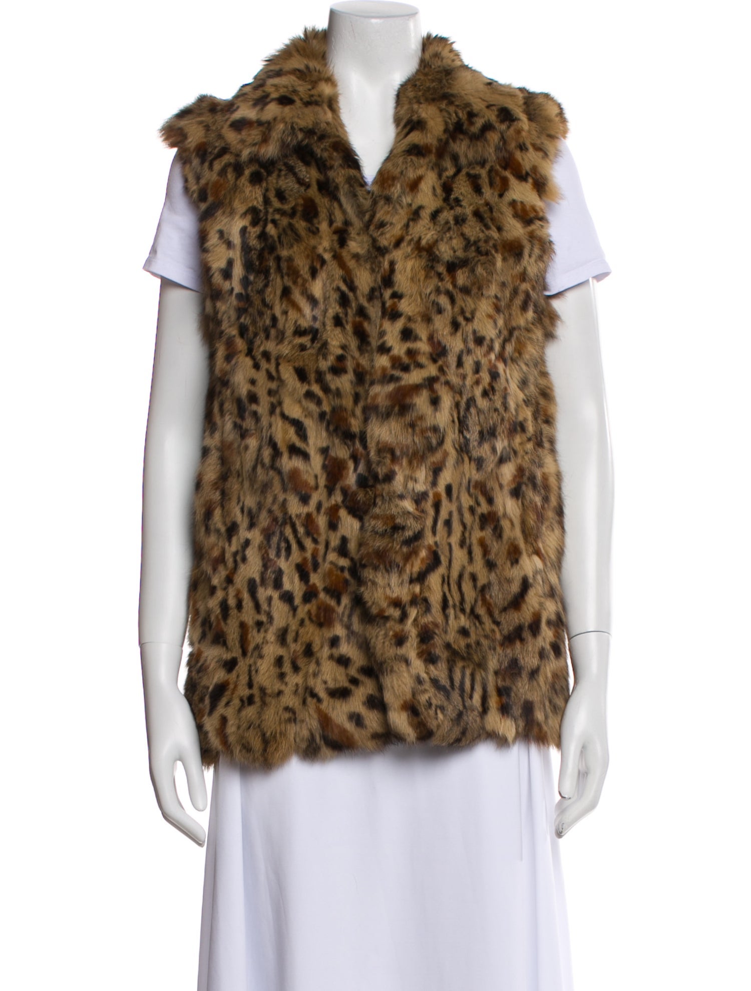 Adrienne Landau Fur Animal Print Vest