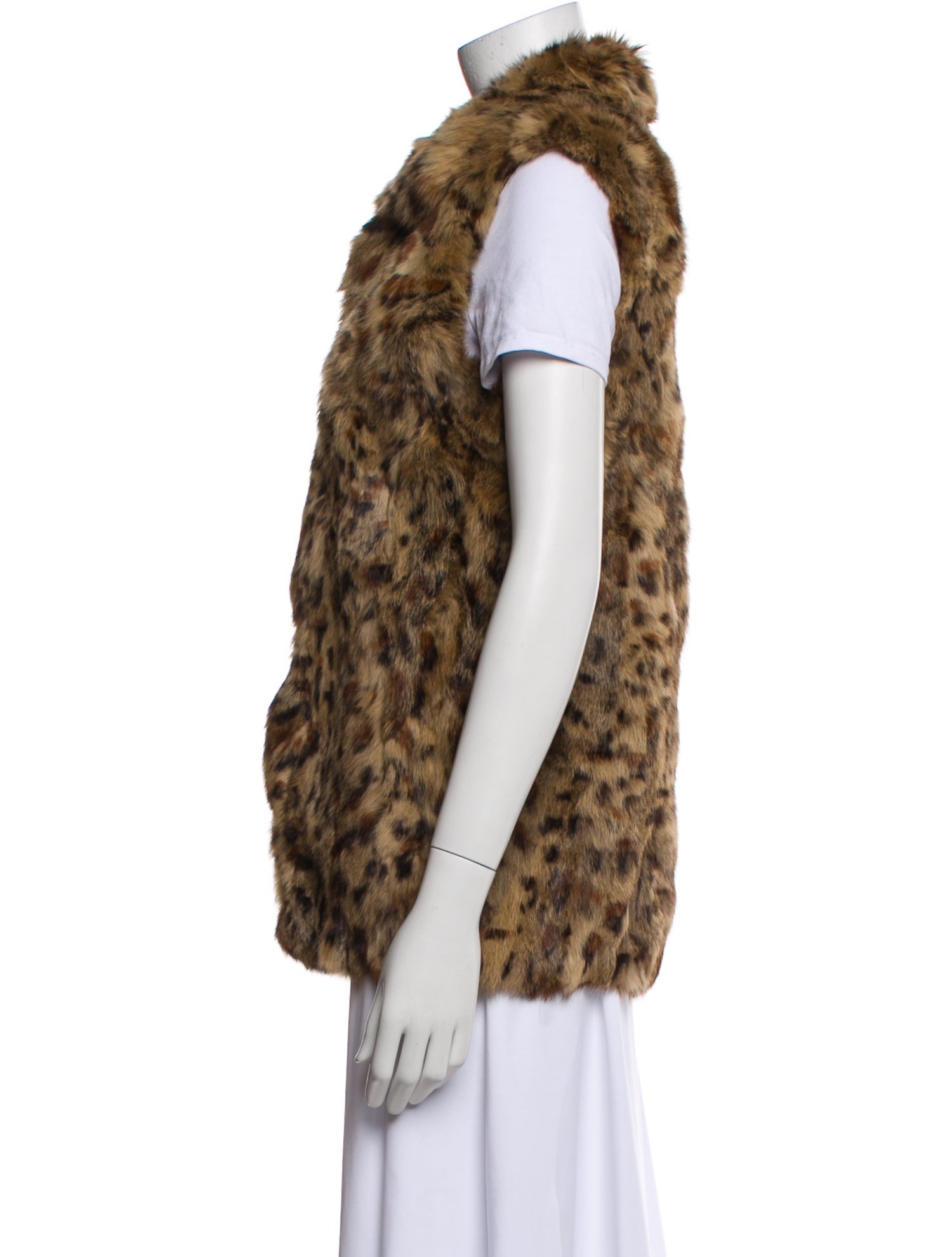Adrienne Landau Fur Animal Print Vest