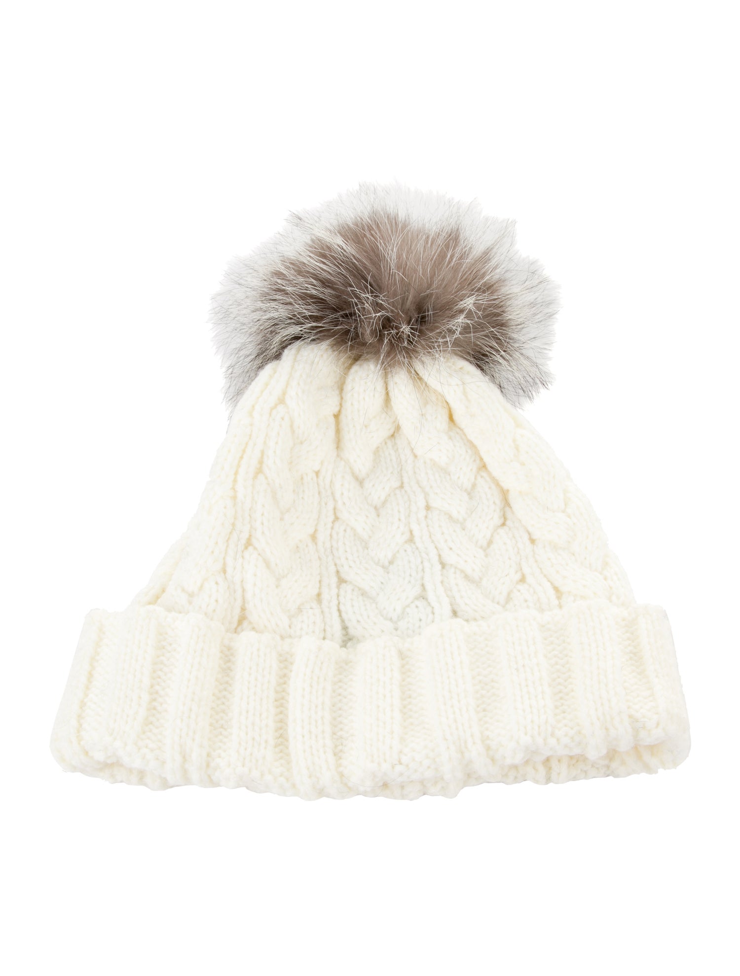 Adrienne Landau Fox Fur Pom Pom Beanie