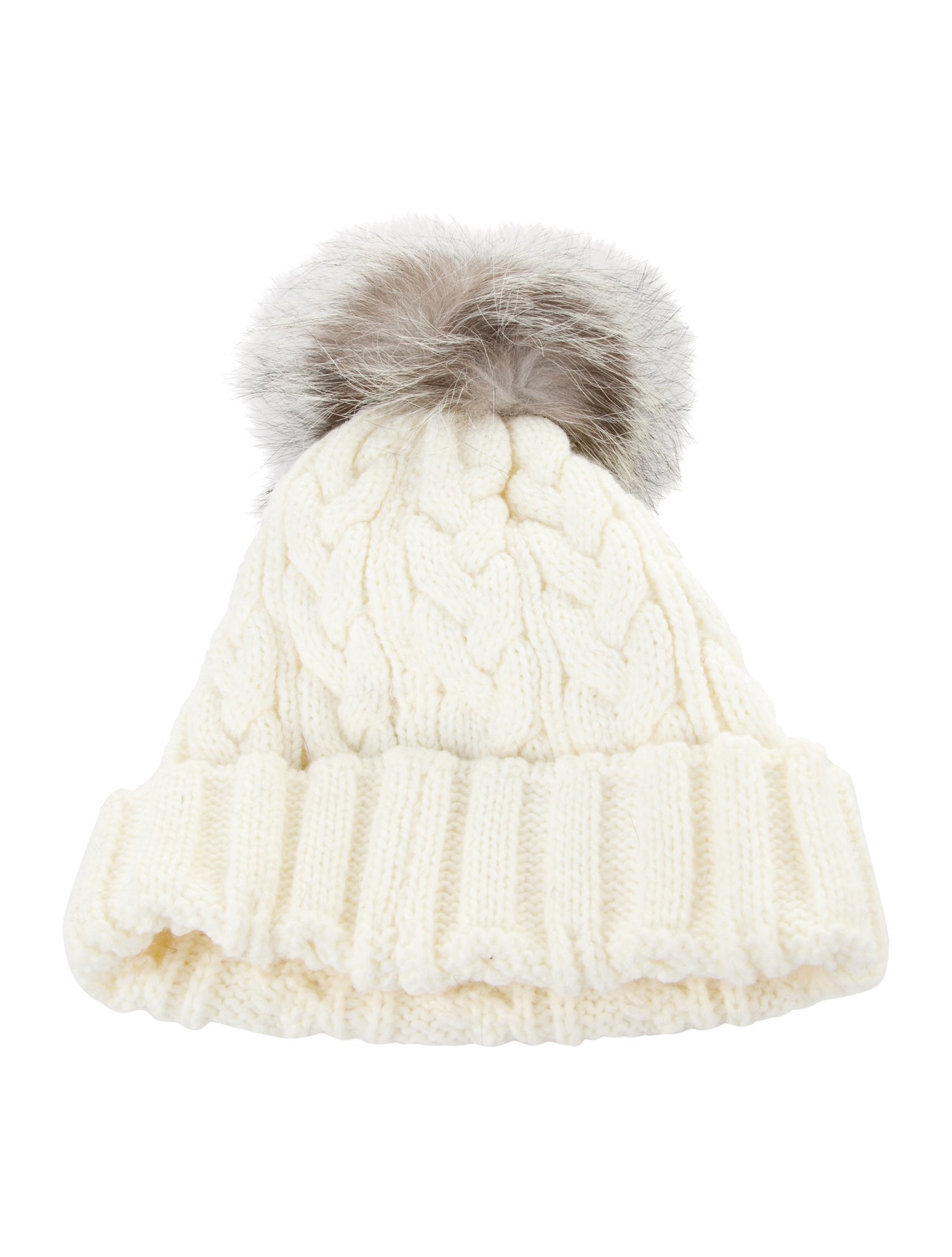 Adrienne Landau Fox Fur Pom Pom Beanie