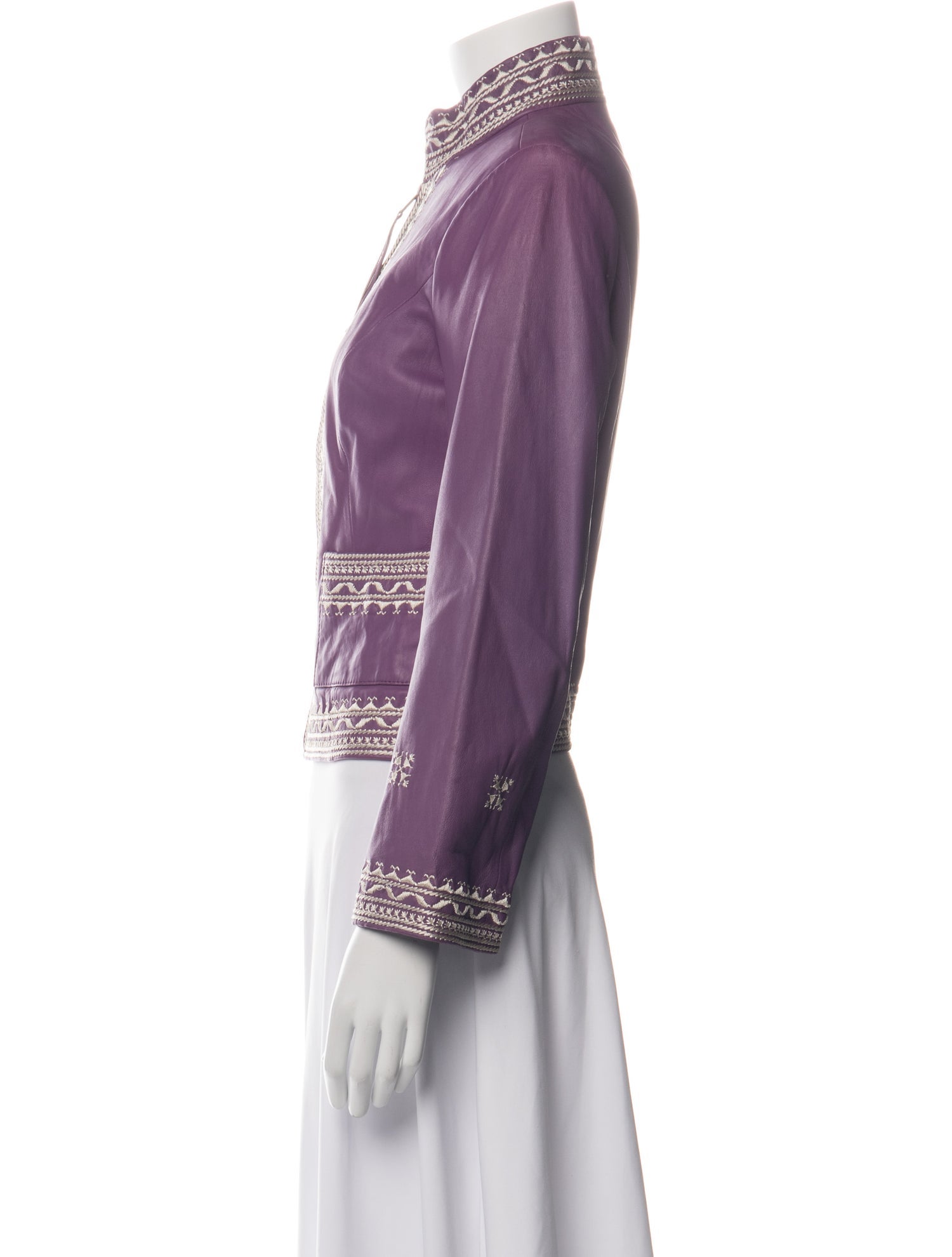 Adrienne Landau Leather Graphic Print Evening Jacket