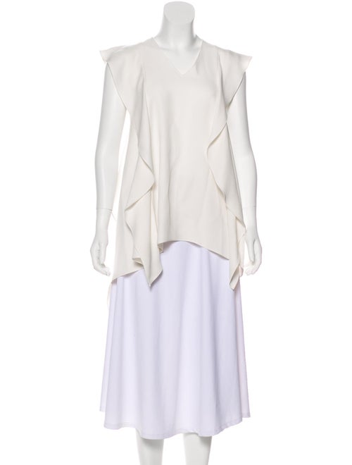 Adeam Ruffle-Trimmed Sleeveless Blouse White