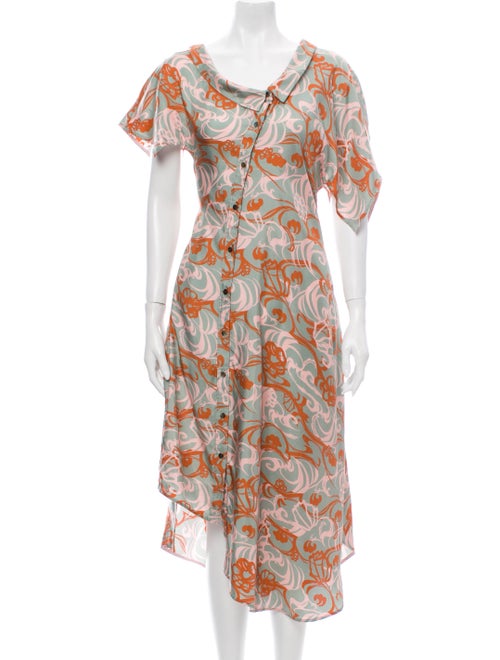 Adeam Silk Long Dress Green