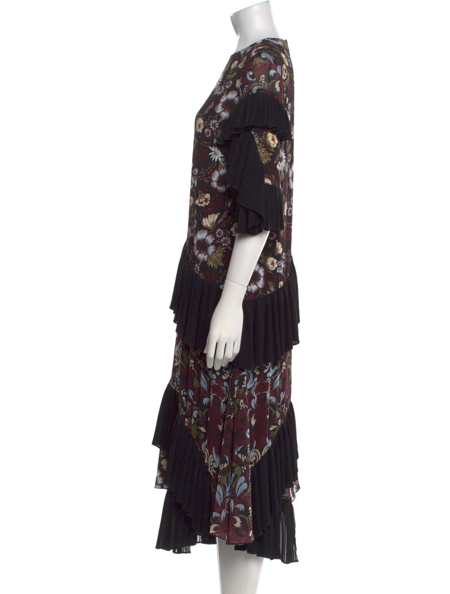 Adeam Floral Print Midi Length Dress