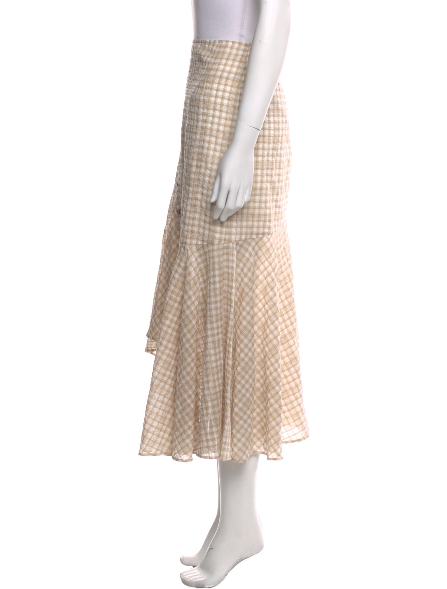 Adeam Plaid Print Midi Length Skirt