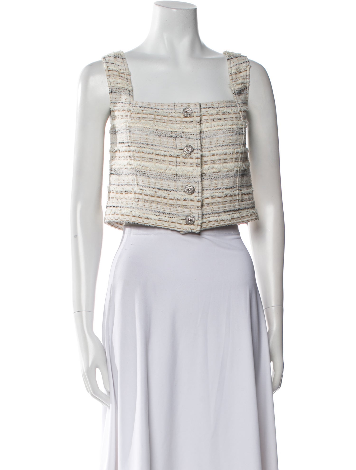 Adeam Printed Square Neckline Crop Top