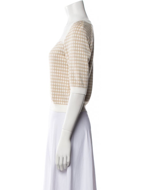 Adeam Plaid Print Square Neckline Sweater