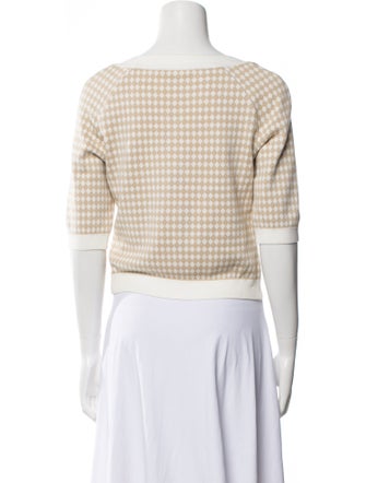 Adeam Plaid Print Square Neckline Sweater