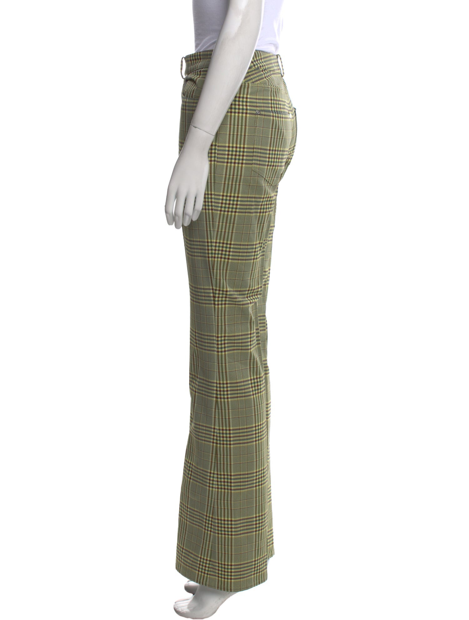 Adeam Plaid Print Wide Leg Pants