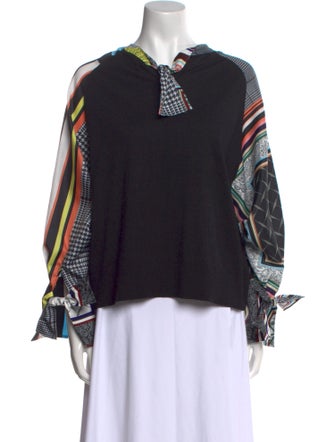 Adeam Graphic Print V-Neck Sweatshirt