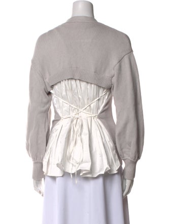 Adeam V-Neck Long Sleeve Button-Up Top